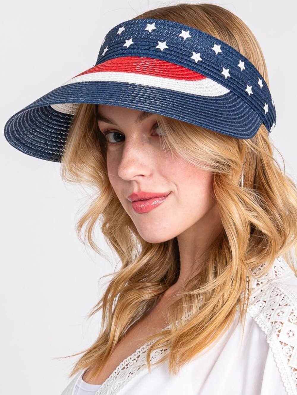 American Flag Roll Up Visor With Adjustable Elastic Band